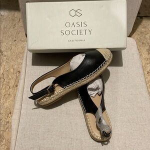 Society Black Espadrille Flats with Rope Sole